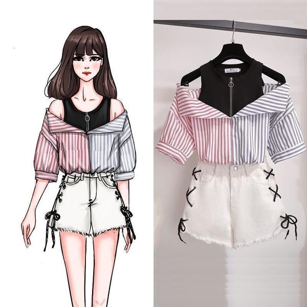 plus size 2 pieces shorts sets summer sweet korean off shoulder and shorts 2 pieces sets women clothing two pieces outfits, Gray
plus size 2 pieces shorts sets summer sweet korean off shoulder and shorts 2 pieces sets women clothing two pieces outfits, Gray