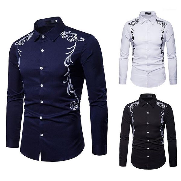 fall new men's shirt embroidered lapel large size casual slim long sleeve shirt party business social male wear dt18021, White;black
fall new men's shirt embroidered lapel large size casual slim long sleeve shirt party business social male wear dt18021, White;black