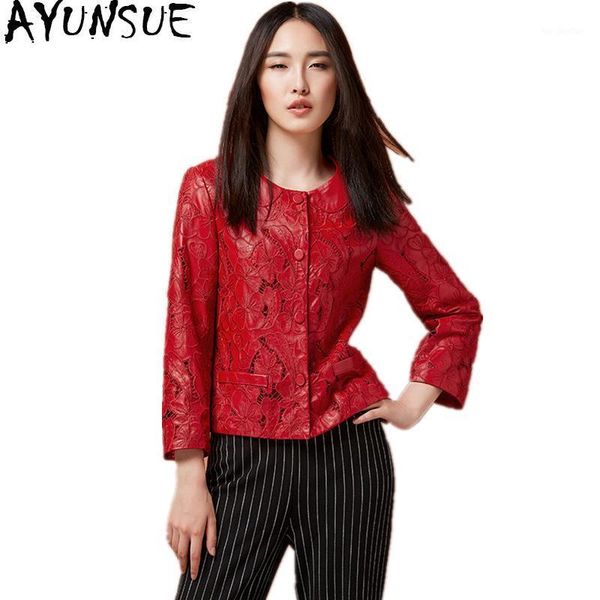 women's leather & faux ayunsue 2021 fashion women genuine jacket hollow out natural sheepskin coat for red real jackets wyq12161, Black
women's leather & faux ayunsue 2021 fashion women genuine jacket hollow out natural sheepskin coat for red real jackets wyq12161, Black