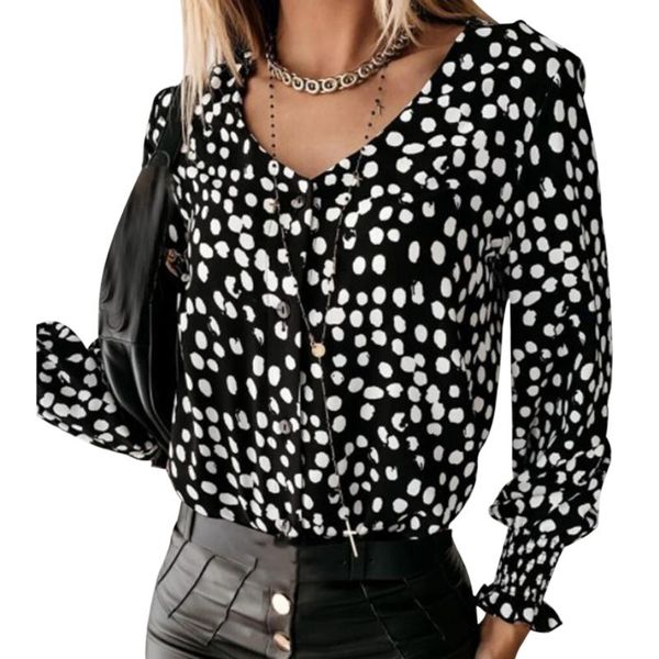 ladies polka dot print ruffle blouse shirt 2020 autumn winter long sleeve v-neck shirts office women button blusas, White
ladies polka dot print ruffle blouse shirt 2020 autumn winter long sleeve v-neck shirts office women button blusas, White