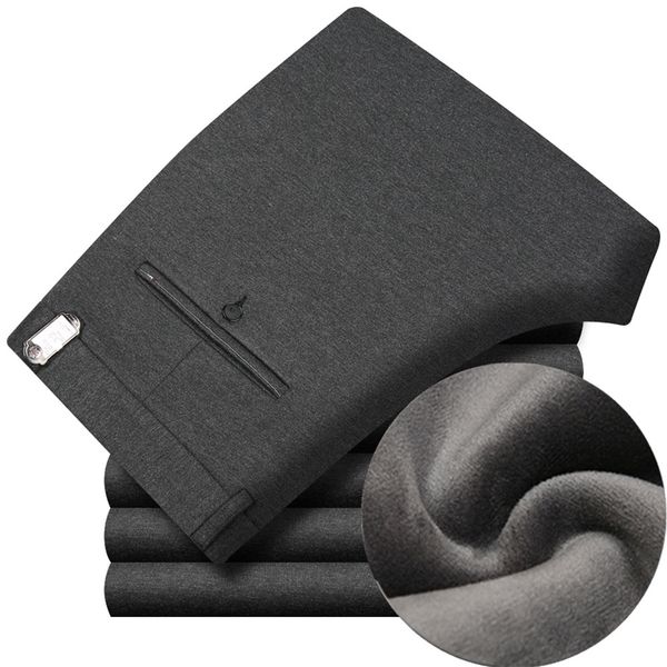 winter fleece thicken high elastic knitting fashion suit pants men's casual pants plus velvet men straight trousers wash wear 201106, Black
winter fleece thicken high elastic knitting fashion suit pants men's casual pants plus velvet men straight trousers wash wear 201106, Black