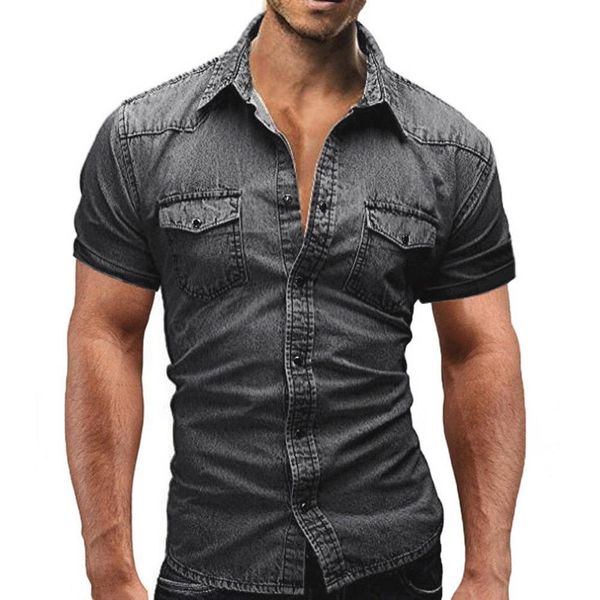 mens western denim black gray shirt casual buttoned shirt slim short sleeve party shirt tuxedo mens denim camisa 2020, White;black
mens western denim black gray shirt casual buttoned shirt slim short sleeve party shirt tuxedo mens denim camisa 2020, White;black