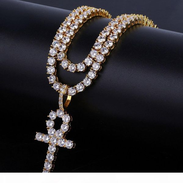 18k gold plated cz zircon cross key pendant tennis chain necklace for men & women full diamond hiphop rapper jewelry couple gifts wholesale, Silver
18k gold plated cz zircon cross key pendant tennis chain necklace for men & women full diamond hiphop rapper jewelry couple gifts wholesale, Silver
