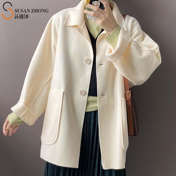women woolen coat female ladies h-line jackets stand collar turn-up cuff batwing raglan sleeve big pocket normcore autumn winter, Black
women woolen coat female ladies h-line jackets stand collar turn-up cuff batwing raglan sleeve big pocket normcore autumn winter, Black