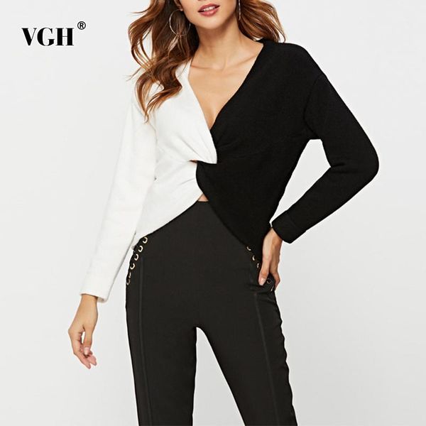 vgh korean patchwork hit color sweater for women v neck long sleeve knitted short female 2020 fashion new clothing autumn, White;black
vgh korean patchwork hit color sweater for women v neck long sleeve knitted short female 2020 fashion new clothing autumn, White;black