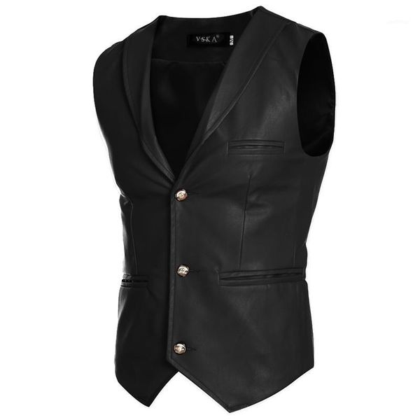 men's vests wholesale- 2021 fashion gentleman pu waistcoat buttons men casual slim fitness vest man businesswear leather formal coats f, Black;white
men's vests wholesale- 2021 fashion gentleman pu waistcoat buttons men casual slim fitness vest man businesswear leather formal coats f, Black;white