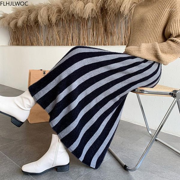 2021 womens winter spring high waist a line striped knitted sweater skirts o26031, Black
2021 womens winter spring high waist a line striped knitted sweater skirts o26031, Black