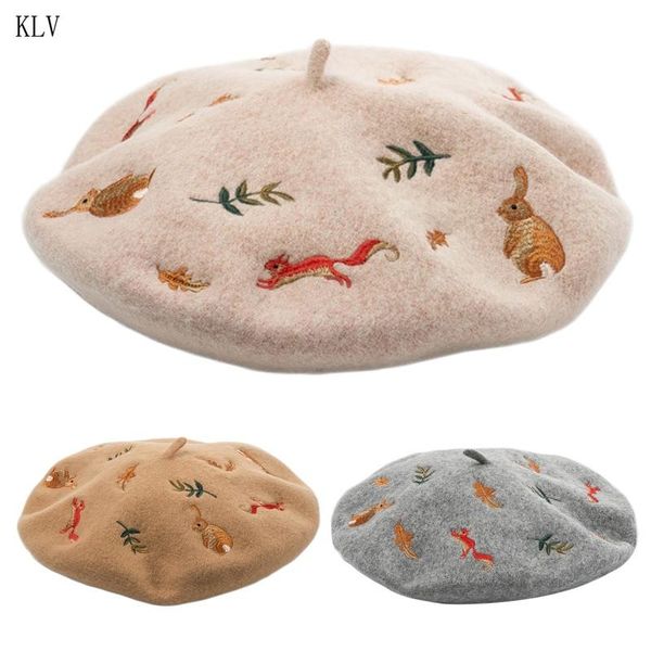 korean women winter faux wool elastic beret cap kawaii cute cartoon forest squirrel embroidery painter beanie hat, Blue;gray
korean women winter faux wool elastic beret cap kawaii cute cartoon forest squirrel embroidery painter beanie hat, Blue;gray