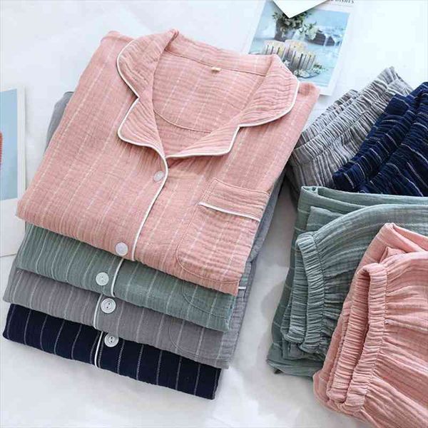100% cotton gauze couple pajamas light crepe long sleeve trousers pajama set striped lapel lounge wear 2 piece spring sleepwear, Black;red
100% cotton gauze couple pajamas light crepe long sleeve trousers pajama set striped lapel lounge wear 2 piece spring sleepwear, Black;red
