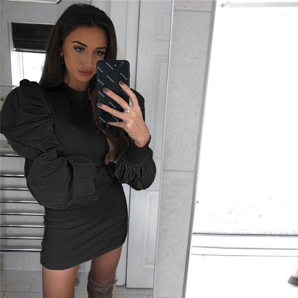 puff sleeve elegant mini dress women autumn black white bodycon dresses ladies casual vintage dress autumn office1, Black;gray
puff sleeve elegant mini dress women autumn black white bodycon dresses ladies casual vintage dress autumn office1, Black;gray