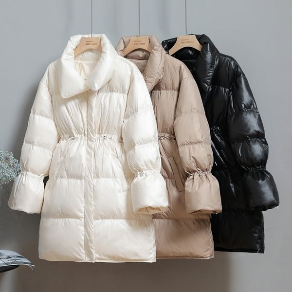 fitaylor winter women stand collar long down parka solid color long sleeve lace up zipper down coat warm snow jacket outwear 201103, Black
fitaylor winter women stand collar long down parka solid color long sleeve lace up zipper down coat warm snow jacket outwear 201103, Black
