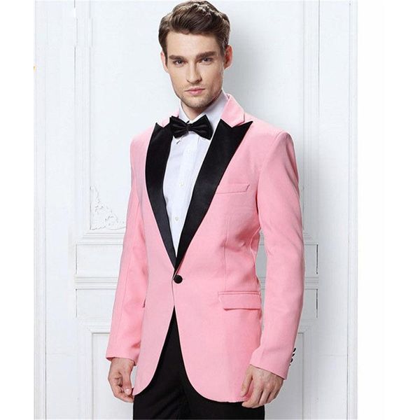 men's suits & blazers pink jacket black pants mens wedding party groom man tuxedos c68, White;black
men's suits & blazers pink jacket black pants mens wedding party groom man tuxedos c68, White;black