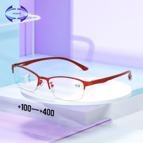 

vcka tr90 reading glasses women retro half frame presbyopic eyeglasses anti-fatigue clear lens hyperopia eyewear+1.0 to +4.0, White;black