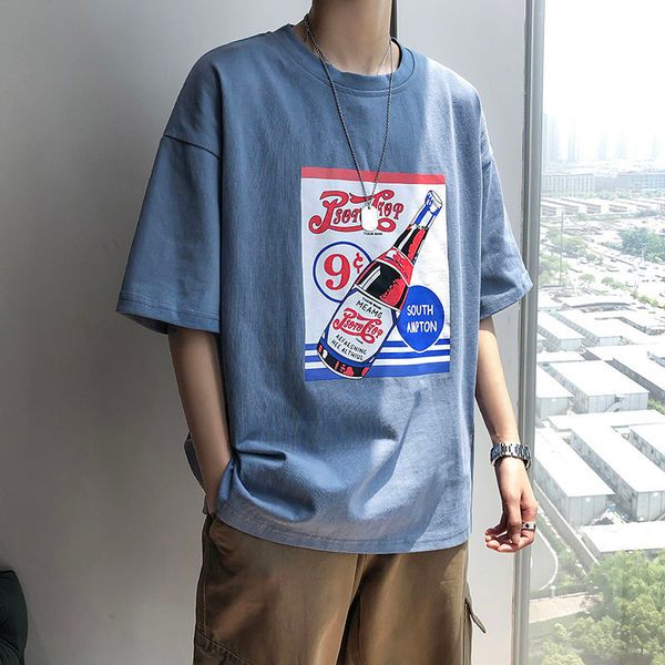 ins short-sleeved men's trendy brand trend casual coke printed five-point sleeve blue clothes loose student t-shirt, White;black
ins short-sleeved men's trendy brand trend casual coke printed five-point sleeve blue clothes loose student t-shirt, White;black
