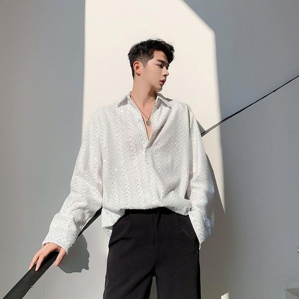 men's casual shirts 2021 spring and autumn white fairy air craft jacquard weave loose temperament long-sleeved shirt fashion jacket coa, White;black
men's casual shirts 2021 spring and autumn white fairy air craft jacquard weave loose temperament long-sleeved shirt fashion jacket coa, White;black