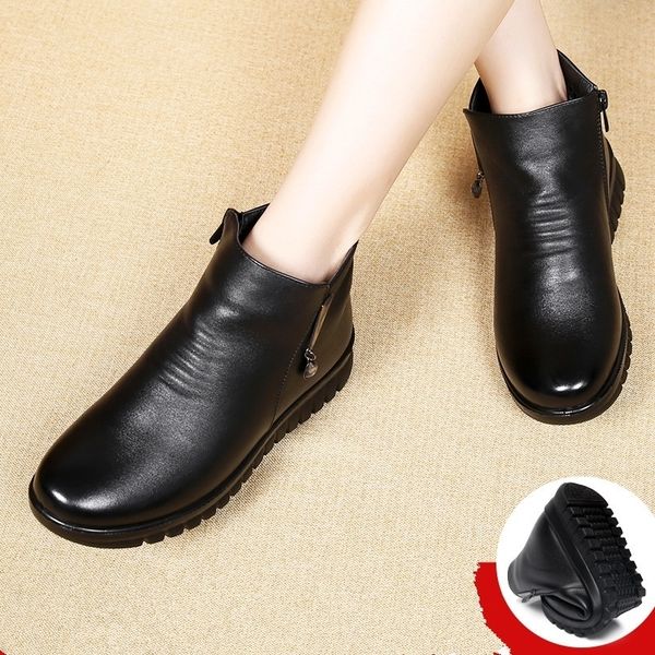 zzpohe winter autumn woman fashions snow women genuine leather flat ankle boots mother soft plus velvet cotton shoes y200115, Black
zzpohe winter autumn woman fashions snow women genuine leather flat ankle boots mother soft plus velvet cotton shoes y200115, Black
