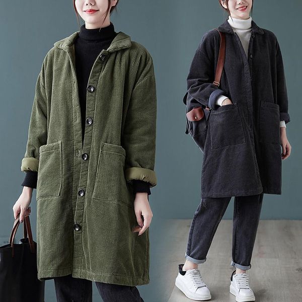 women's down & parkas corduroy cotton women winter coat 2021 long sleeve single-breatsed cotton-padded jacket plus size clothing for, Black
women's down & parkas corduroy cotton women winter coat 2021 long sleeve single-breatsed cotton-padded jacket plus size clothing for, Black