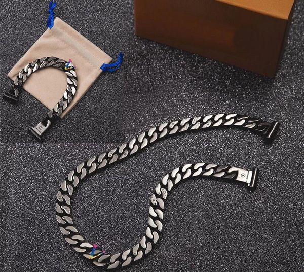 new arrive fashion men titanium steel engraved v initials silver-black-color hardware thick necklace bracelet with rainbow-color charm 2054
new arrive fashion men titanium steel engraved v initials silver-black-color hardware thick necklace bracelet with rainbow-color charm 2054