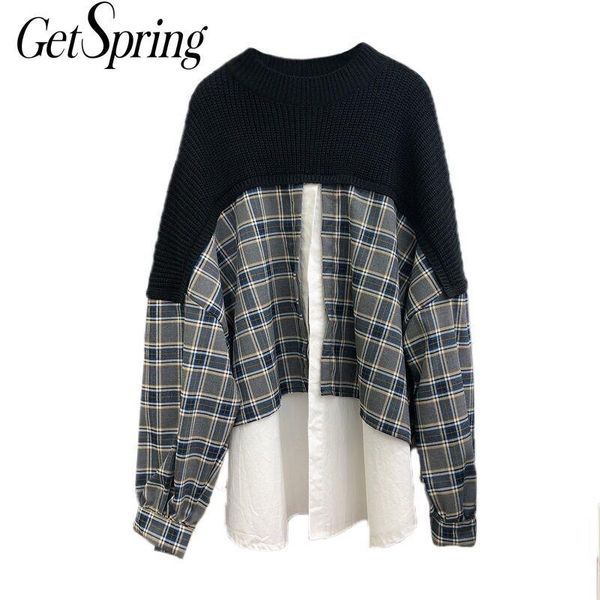 getspring women shirt patchwork asymmetry plaid woman blouses shirts casual vintage long fake two women bloues 2020 new, White
getspring women shirt patchwork asymmetry plaid woman blouses shirts casual vintage long fake two women bloues 2020 new, White