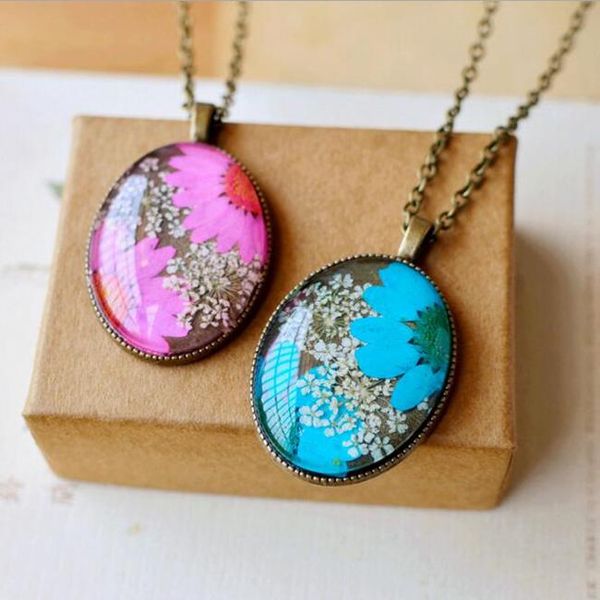 pendant necklaces 1pc handmade real dried flowers time dome glass leather necklace female long statement, Silver 
pendant necklaces 1pc handmade real dried flowers time dome glass leather necklace female long statement, Silver