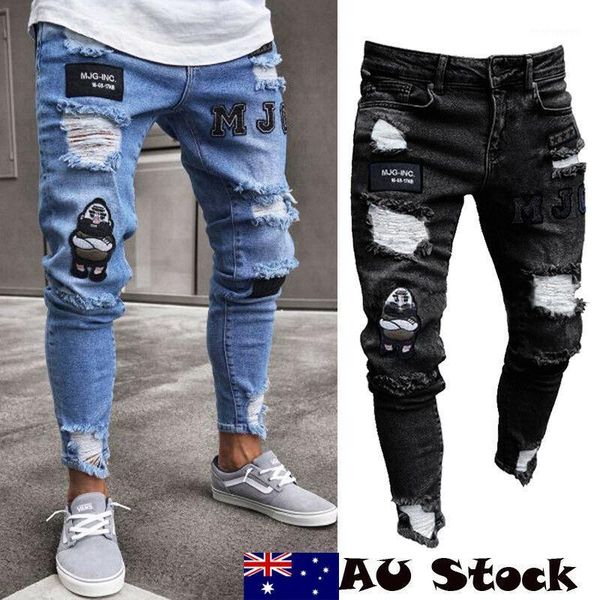 fashion men stretchy ripped skinny hole jeans pants destroyed frayed taped slim fit denim trousers pants scratched jean1, Black
fashion men stretchy ripped skinny hole jeans pants destroyed frayed taped slim fit denim trousers pants scratched jean1, Black