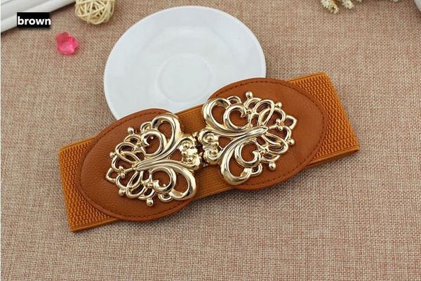 new fashion design belt for women gold hollow buckle wide elastic cummerbunds stretch waistband female pu leather joker strap wmtzuu, Black;brown
new fashion design belt for women gold hollow buckle wide elastic cummerbunds stretch waistband female pu leather joker strap wmtzuu, Black;brown