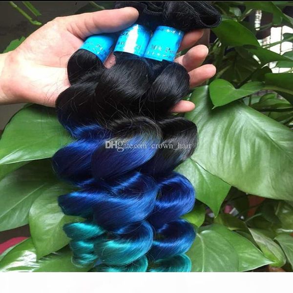 grade 8a ombre hair extension 1b blue green 3 tone hair weft new fashion ombre color loose wave human hair bundles 3pcs, Black
grade 8a ombre hair extension 1b blue green 3 tone hair weft new fashion ombre color loose wave human hair bundles 3pcs, Black