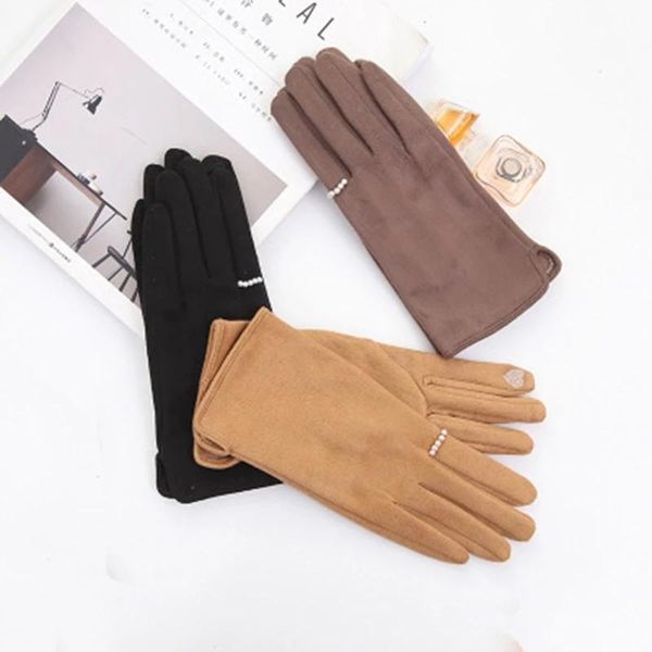 five fingers gloves winter suede leather warm touch screen driving women plus velvet thicken full finger pearl windproof cycling mittens k43, Blue;gray
five fingers gloves winter suede leather warm touch screen driving women plus velvet thicken full finger pearl windproof cycling mittens k43, Blue;gray
