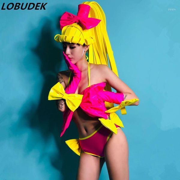 festival carnival party bar nightclub stage outfit pink bow bikini wig headdress 4 piece set dj team show performance costume1, Black;red
festival carnival party bar nightclub stage outfit pink bow bikini wig headdress 4 piece set dj team show performance costume1, Black;red