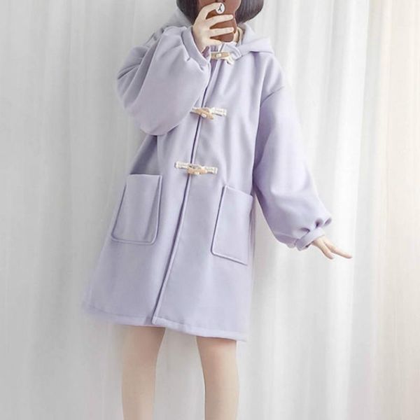 women's wool & blends autumn/winter japanese kawaii lolita girl coat gentle fairy preppy style mid-length lantern sleeve woman jacket, Black
women's wool & blends autumn/winter japanese kawaii lolita girl coat gentle fairy preppy style mid-length lantern sleeve woman jacket, Black