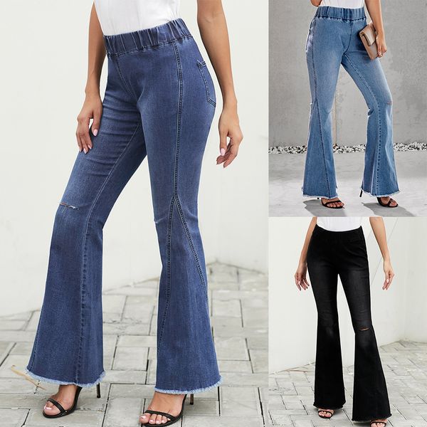 women flared pants vintage jeans elastic high waist slim long classic wide leg trousers girls 3 colors 786191, Blue
women flared pants vintage jeans elastic high waist slim long classic wide leg trousers girls 3 colors 786191, Blue