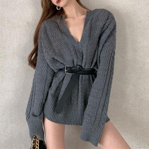 women's sweaters vintage minimalist korean knitted ladies 2021 autumn winter oversize v-neck pullovers, White;black
women's sweaters vintage minimalist korean knitted ladies 2021 autumn winter oversize v-neck pullovers, White;black