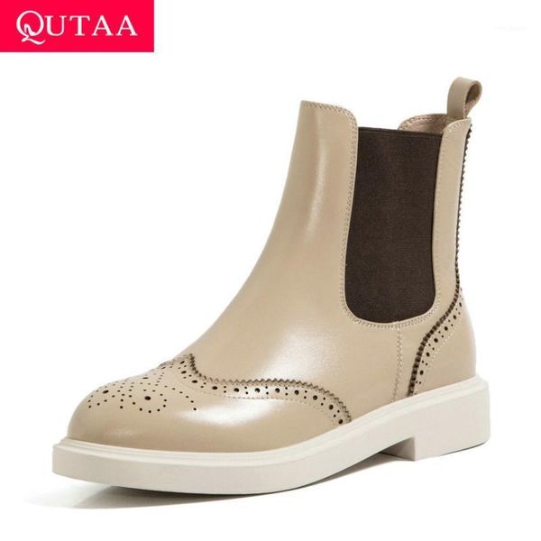 qutaa 2021 casual round toe ankle boots autumn winter square heel slip on women shoes cow leather all match short boot size34-391, Black
qutaa 2021 casual round toe ankle boots autumn winter square heel slip on women shoes cow leather all match short boot size34-391, Black