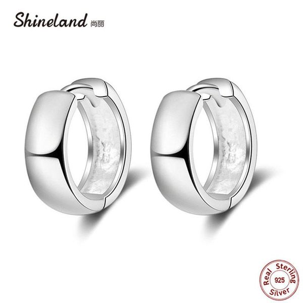 hoop & huggie shineland punk simple 925 sterling silver small circles earrings for women men brinco bijoux fashion jewelry gifts, Golden;silver