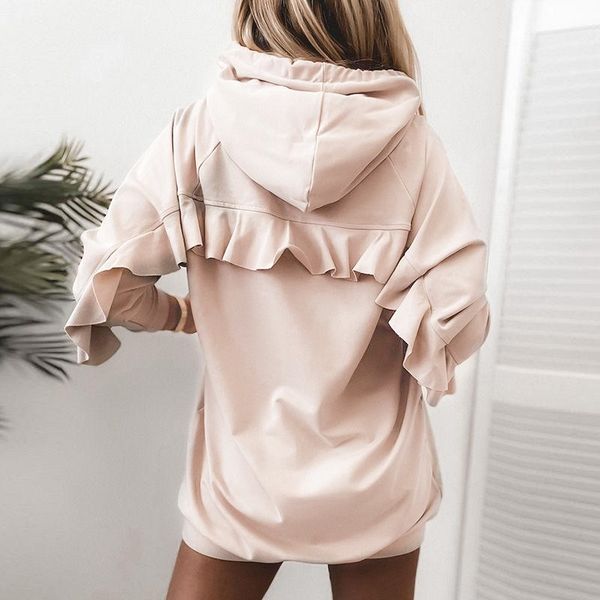 women ruffle mid-length hooded sweatshirt-mini dress long sleeve patchwork pullover sweatshirts autumn casual ladies hoodies 201201, Black
women ruffle mid-length hooded sweatshirt-mini dress long sleeve patchwork pullover sweatshirts autumn casual ladies hoodies 201201, Black