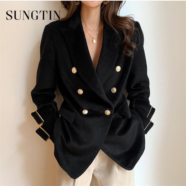 women's suits & blazers sungtin black velvet office lady blazer double breasted v neck wool jacket female elegant buckle sleeve winter, White;black
women's suits & blazers sungtin black velvet office lady blazer double breasted v neck wool jacket female elegant buckle sleeve winter, White;black