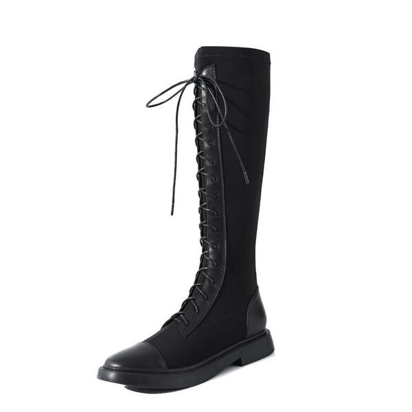 boots fall black white handsome knee-high women flat platform leather knight cross-tied thick bottom round toe shoes
boots fall black white handsome knee-high women flat platform leather knight cross-tied thick bottom round toe shoes