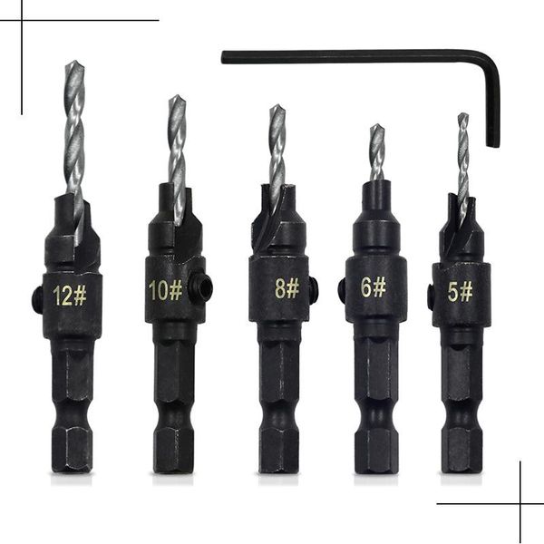 professional hand tool sets 5pcs countersink drill bit set screw woodworking press reamer woo with 1 hex key wrench
professional hand tool sets 5pcs countersink drill bit set screw woodworking press reamer woo with 1 hex key wrench