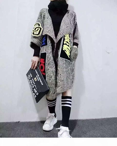 fashion--2016 new women individuality appliques long cardigans fashion thick knitted sweater coat women's sweater shawl and ponchos, White;black
fashion--2016 new women individuality appliques long cardigans fashion thick knitted sweater coat women's sweater shawl and ponchos, White;black