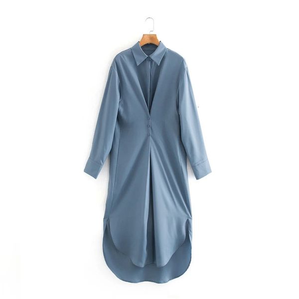 2021 new blue satin shirt midi women fashion collared sleeve pleated button long dress woman elegant casual dresses jsl6, Black;gray
2021 new blue satin shirt midi women fashion collared sleeve pleated button long dress woman elegant casual dresses jsl6, Black;gray