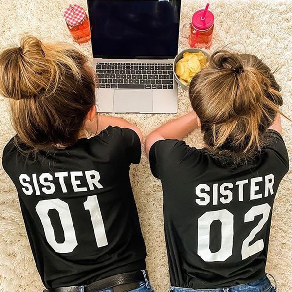 women fashion summer casual friends t shirt sister 01 sister 02 tees shirt short sleeve sister matching outfit female, White
women fashion summer casual friends t shirt sister 01 sister 02 tees shirt short sleeve sister matching outfit female, White