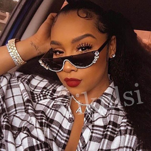 sunglasses luxury elegant ladies cat eye women brand designer half frame diamond sun glasses for female eyewear, White;black
sunglasses luxury elegant ladies cat eye women brand designer half frame diamond sun glasses for female eyewear, White;black