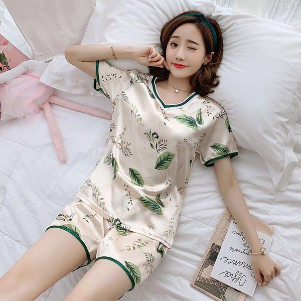 ice pajamas summer short sleeve thin v-neck sweet simple women's large loose fitting home suit, Black;red
ice pajamas summer short sleeve thin v-neck sweet simple women's large loose fitting home suit, Black;red