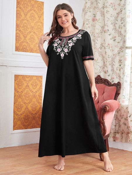 plus floral print night dress o1ya#, Black;white
plus floral print night dress o1ya#, Black;white