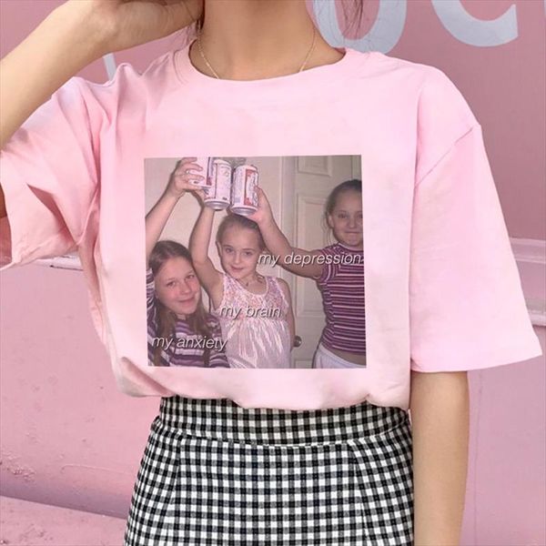2019 clothes t shirt women pink my depression my brain anxiety letter print tshirt harajuku casual streetwear t shirt female, White
2019 clothes t shirt women pink my depression my brain anxiety letter print tshirt harajuku casual streetwear t shirt female, White