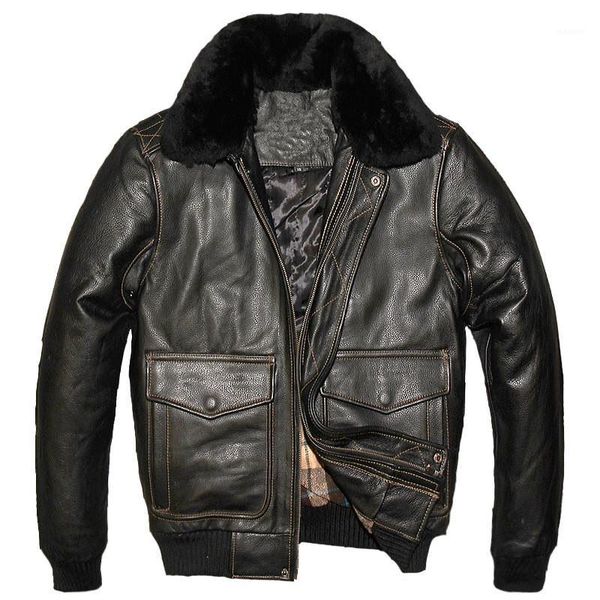 2018 usaf a2 leather pilot jacket brown wool collar thick genuine cowhide slim fit plus size xxl men winter coat, Black
2018 usaf a2 leather pilot jacket brown wool collar thick genuine cowhide slim fit plus size xxl men winter coat, Black
