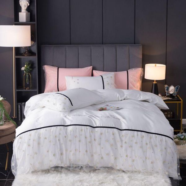 white gray pink 60s satin egyptian cotton stars lace embroidery duvet bedding sheet girl linen cover set pillowcases fitted bed
white gray pink 60s satin egyptian cotton stars lace embroidery duvet bedding sheet girl linen cover set pillowcases fitted bed