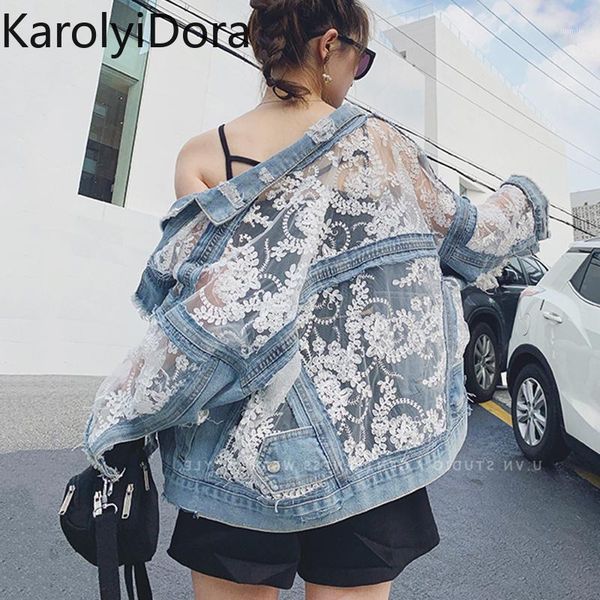 streetwear lace patchwork jean hole denim jacket coat women oversized long sleeve perspective flower embroidery loose overcoat1, Black;brown
streetwear lace patchwork jean hole denim jacket coat women oversized long sleeve perspective flower embroidery loose overcoat1, Black;brown