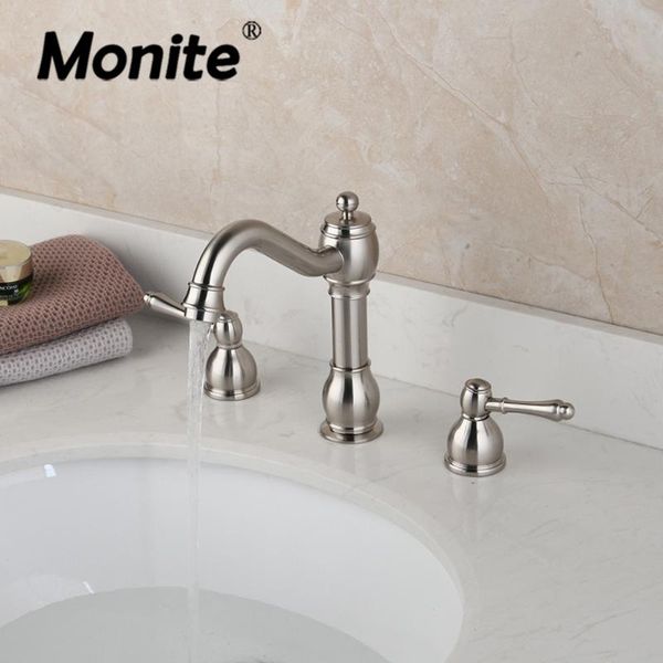 bathroom sink faucets monite nickel brushed wash basin tap solid brass vessel 3 pcs dual handles swivel spray bathtub mixer faucet
bathroom sink faucets monite nickel brushed wash basin tap solid brass vessel 3 pcs dual handles swivel spray bathtub mixer faucet