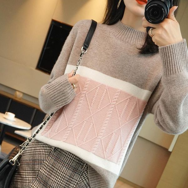 women's sweaters 2021 cashmere sweater high-neck color matching 100% pure wool pullover fashion plus size warm knitted bottoming shir, White;black
women's sweaters 2021 cashmere sweater high-neck color matching 100% pure wool pullover fashion plus size warm knitted bottoming shir, White;black